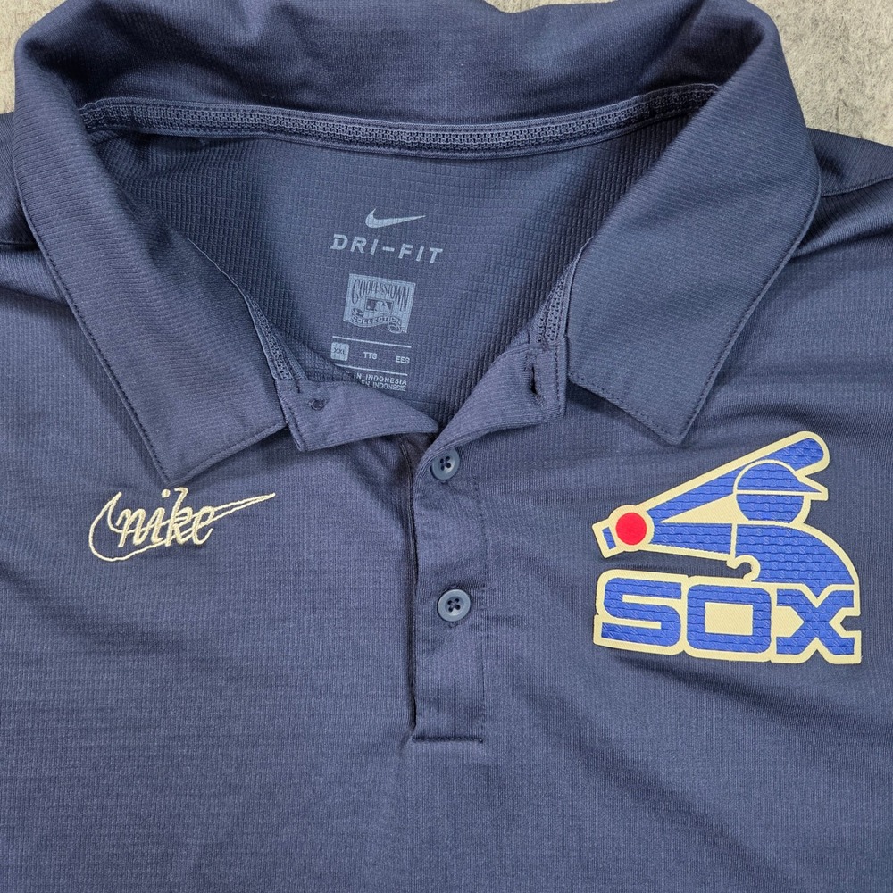 Chicago White Sox Polo Shirt Blue XXL Nike Dri-FIT MLB Cooperstown Collection